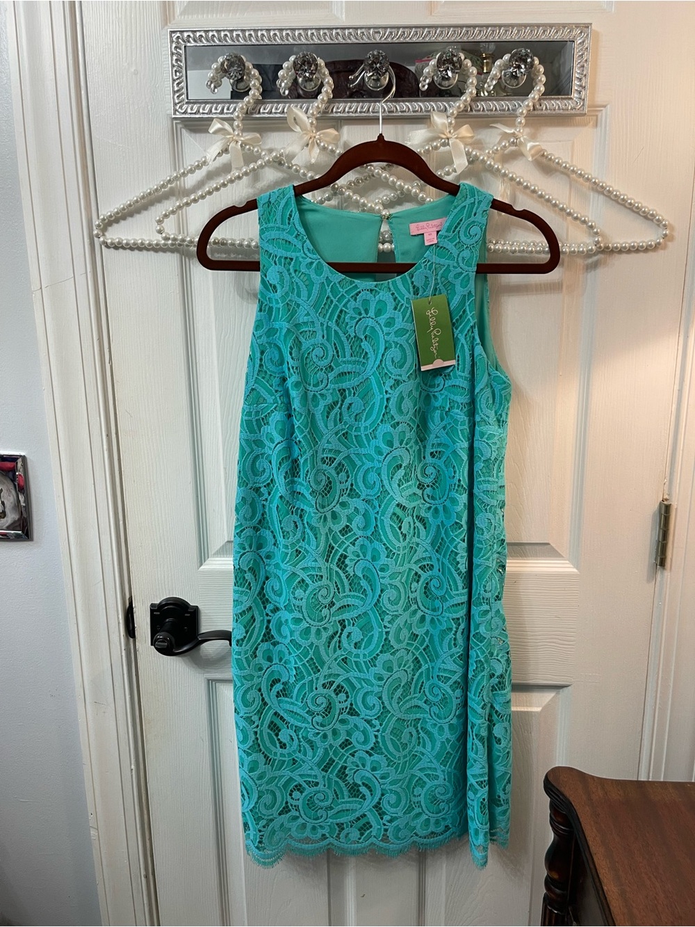 Lilly Pulitzer Turquoise Lace Sleeveless Shift Dress